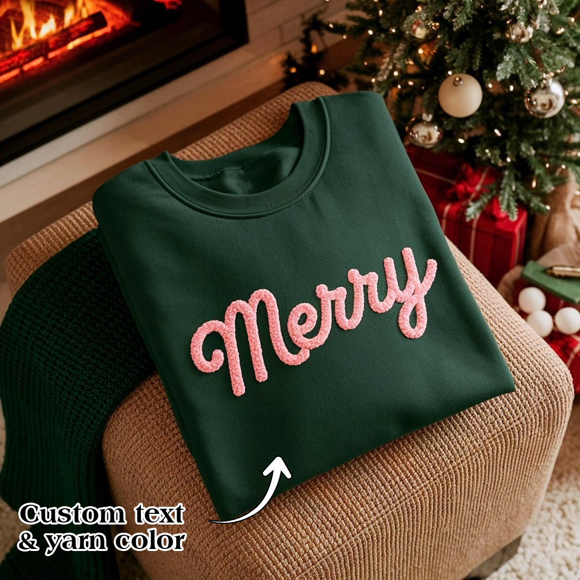 Personalized 0.23" wide - Chunky Yarn Custom Text Embroidered T-shirt Hoodie Sweatshirt