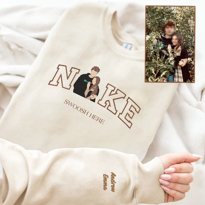 Valentine Personalized Embroidered Couple NKE Hoodie Sweatshirt T-Shirt