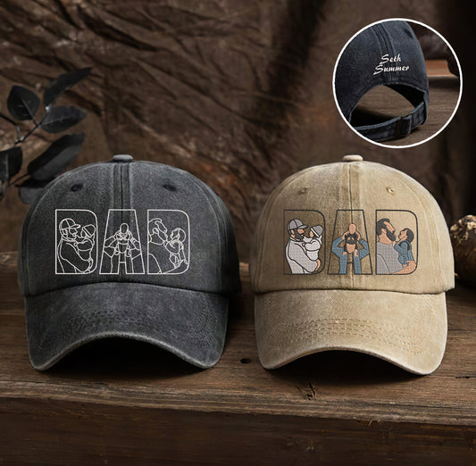 Personalized Embroidered Father's Day Dyed Cap, Gift For Dad, Father's Day Gift