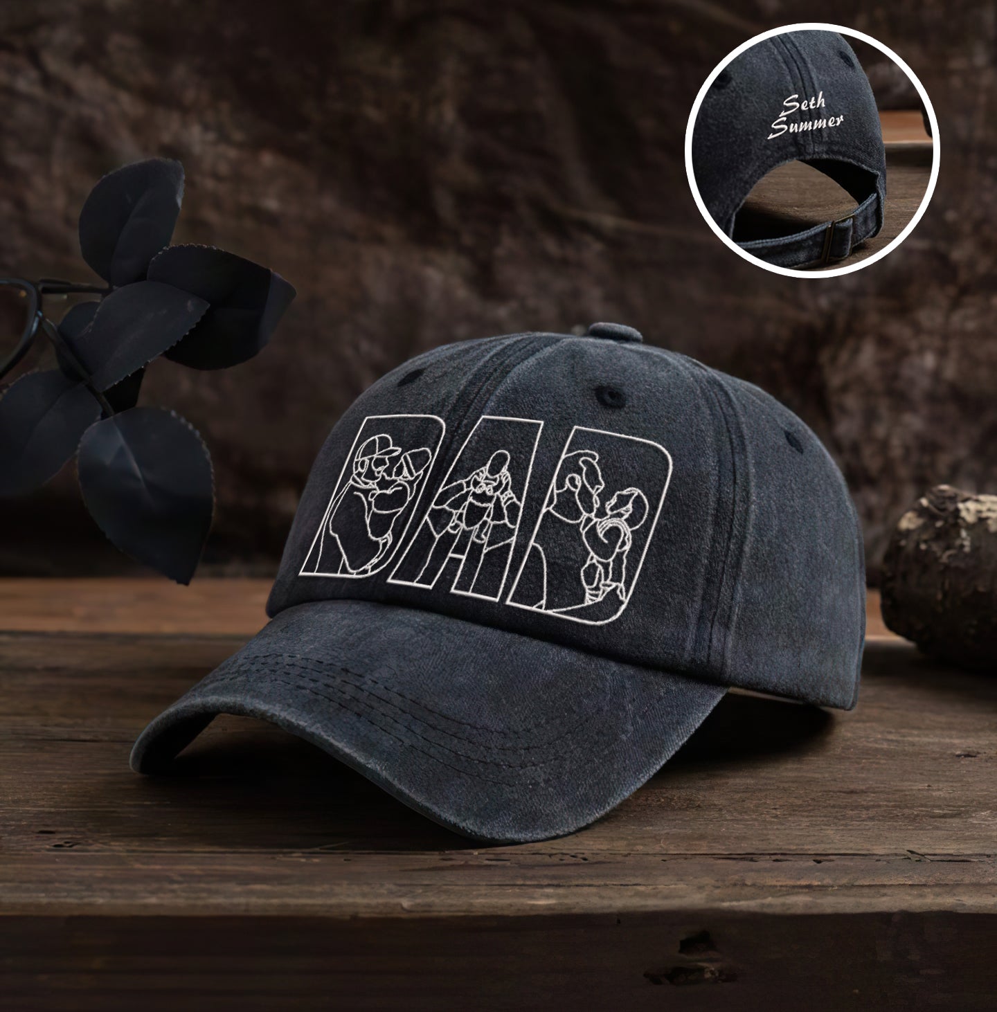 Personalized Embroidered Father's Day Dyed Cap, Gift For Dad, Father's Day Gift