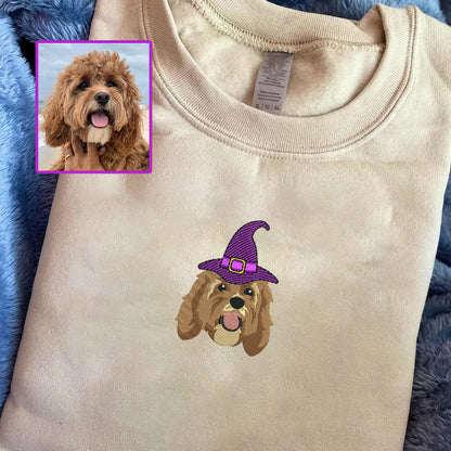 Halloween Personalized Embroidered Pet Dog Cat Witch Hoodie Sweatshirt T-Shirt