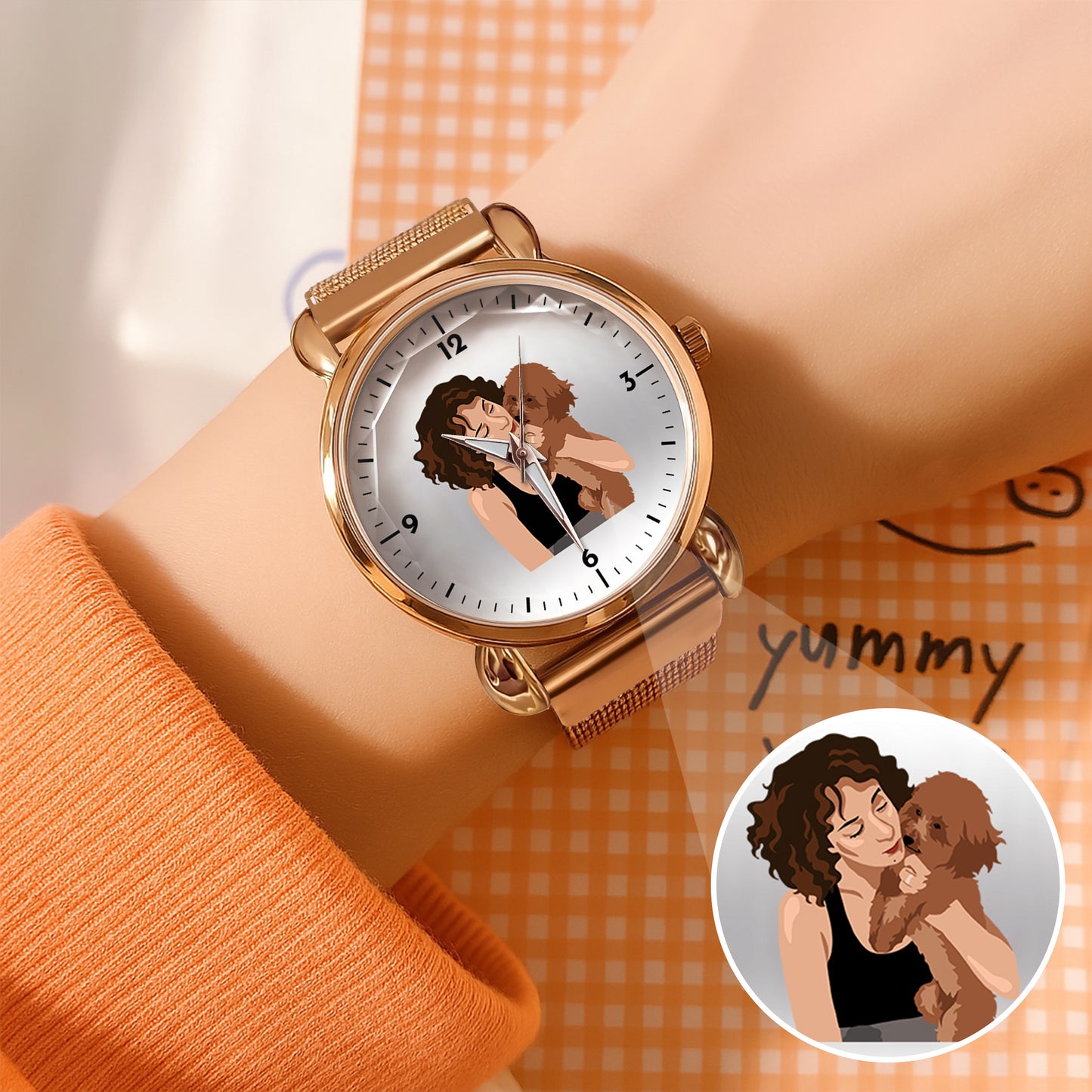 Mother's Day Gift For Mom Personalized Photos With Pet Mesh Strap Quartz Watch