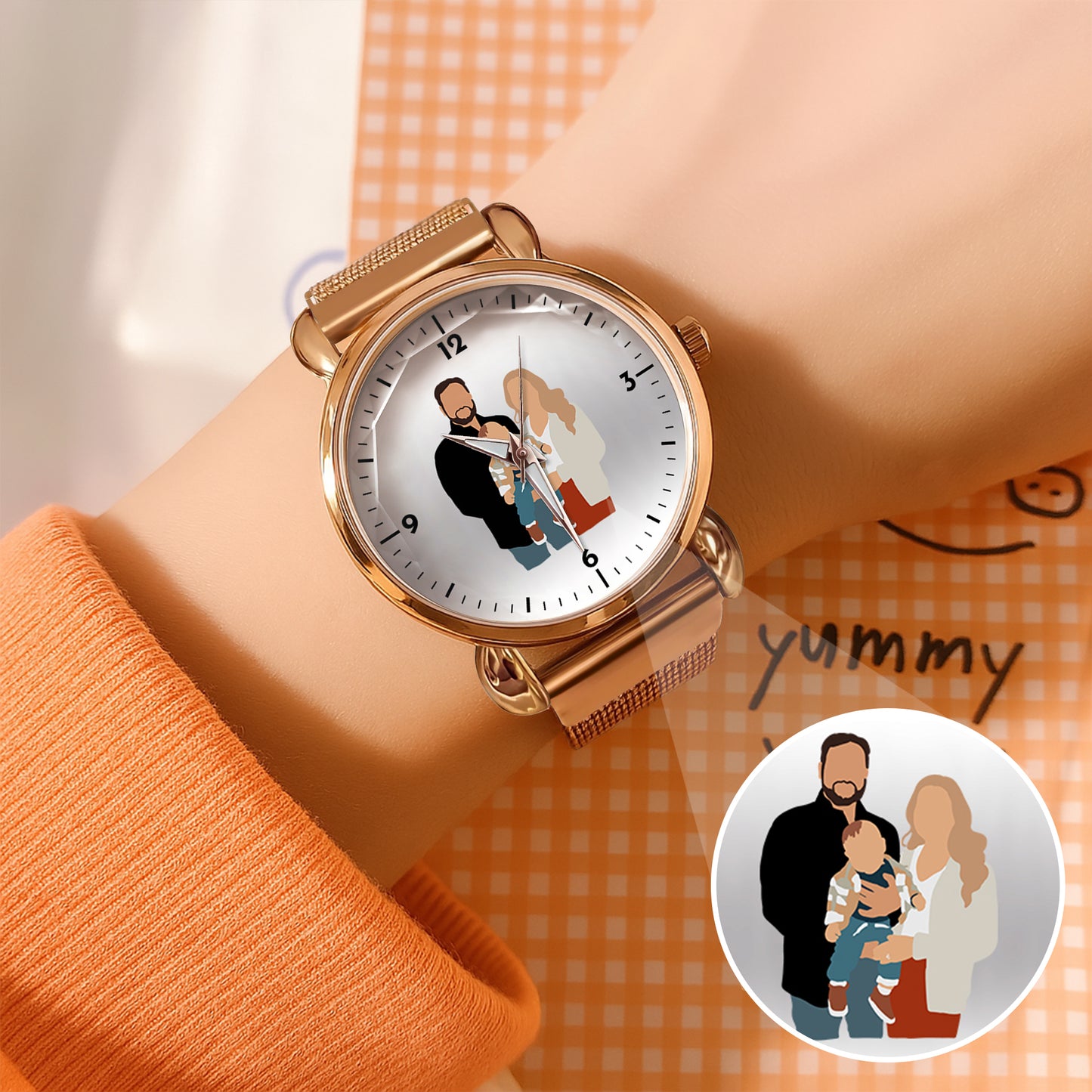 Mother's Day Father's Day Personalized Family Photo Mesh Strap Quartz Watch