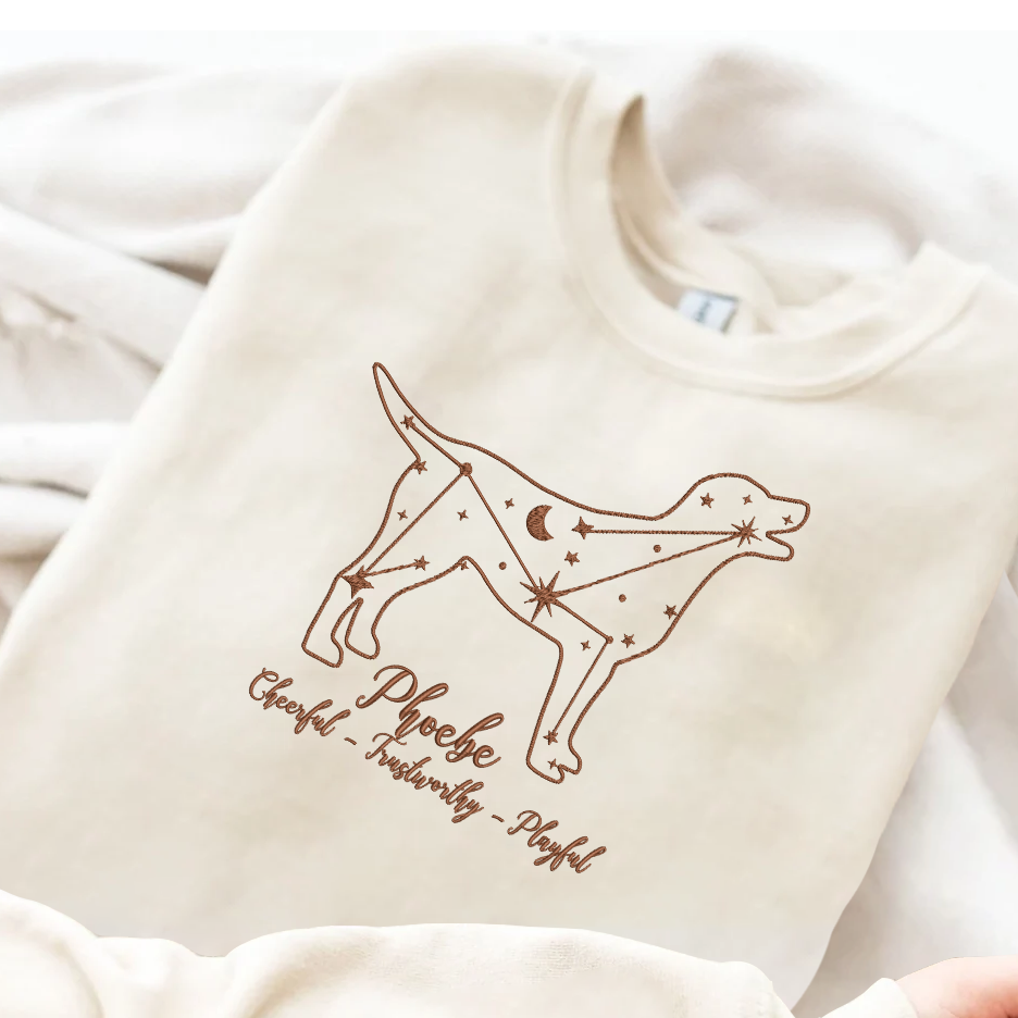 Personalized Embroidered Pet Dog Stars Hoodie Sweatshirt T-Shirt