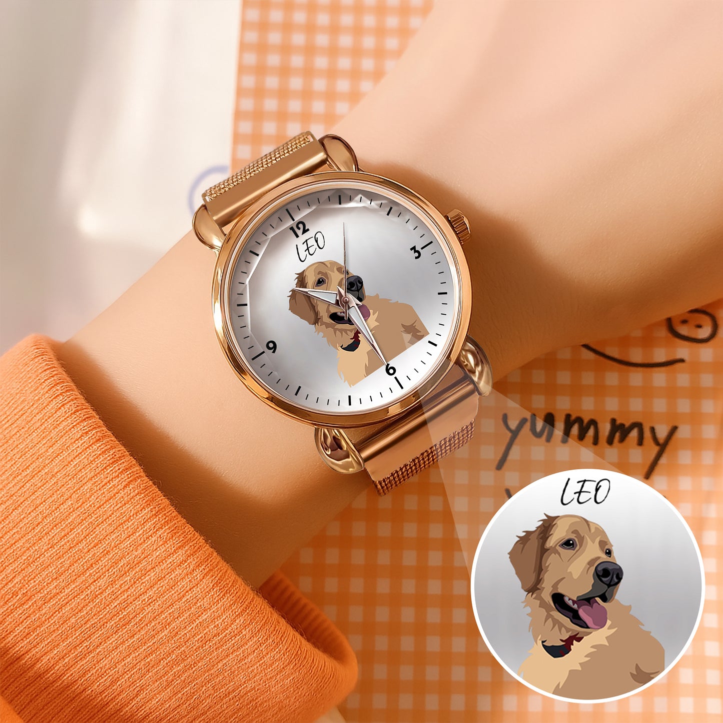 Personalized Pet Portrait Mesh Strap Quartz Watch
