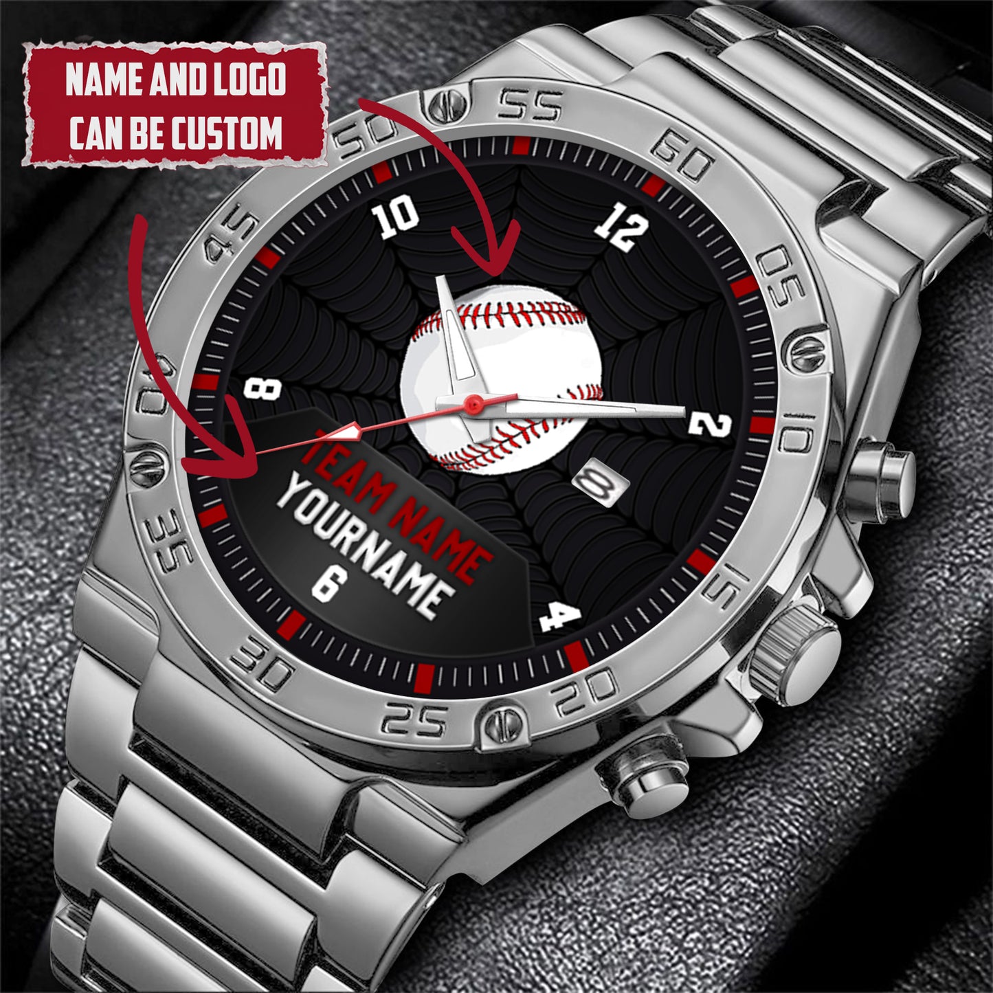 Baseball Personalized Team Name, Name & Number Quartz Watch