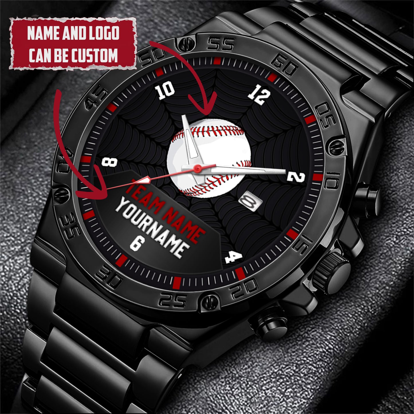 Baseball Personalized Team Name, Name & Number Quartz Watch