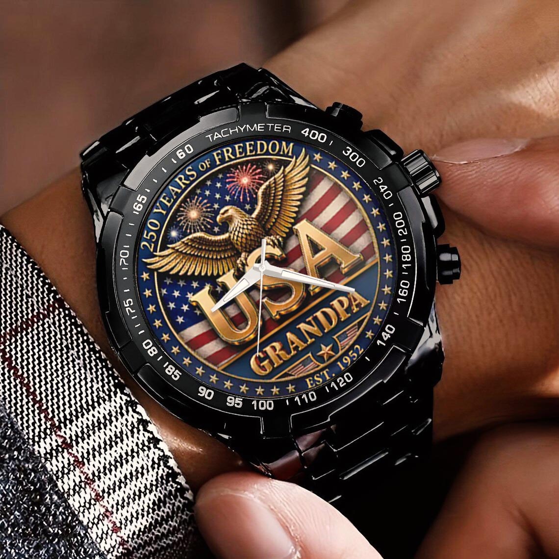 Personalized 250th Independence Day for Grandpa Watch