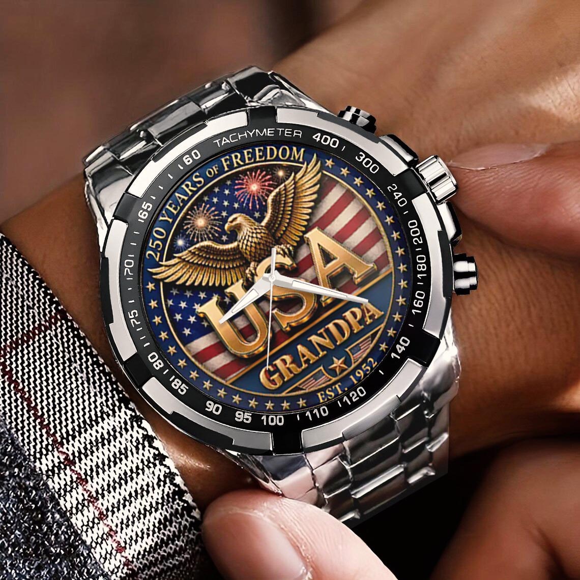 Personalized 250th Independence Day for Grandpa Watch