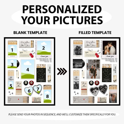 Nostalgia Couple Love Story Matchbook Collage Dopamine Decor - Personalized Poster - Heartfelt Valentine, Anniversary Gift For Him, For Her