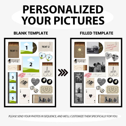 Nostalgia Couple Love Story Matchbook Collage Dopamine Decor - Personalized Poster - Heartfelt Valentine, Anniversary Gift For Him, For Her