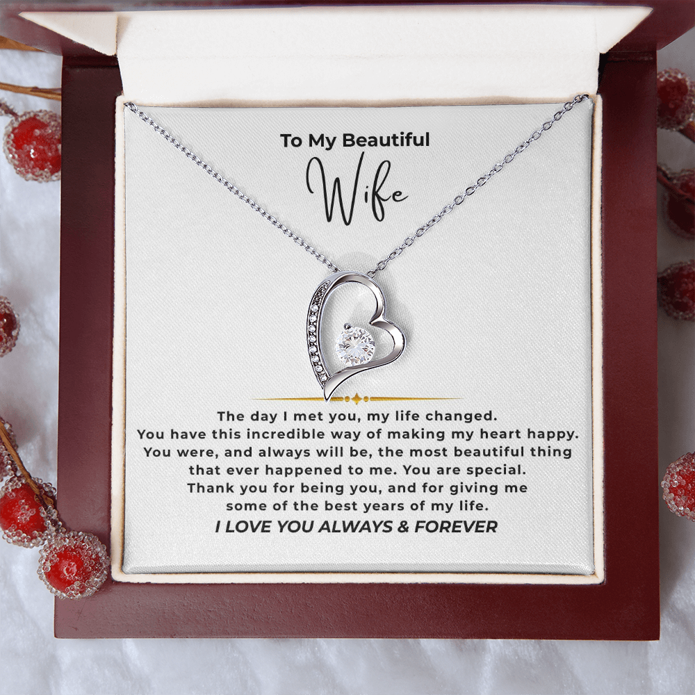 To My Beautiful Wife Interlocking Hearts Necklace