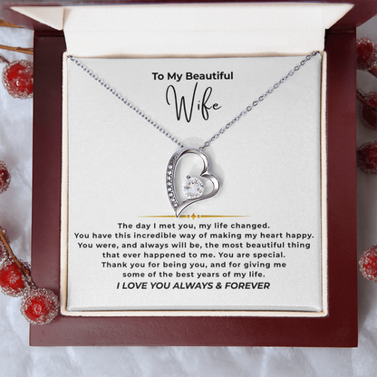 To My Beautiful Wife Interlocking Hearts Necklace