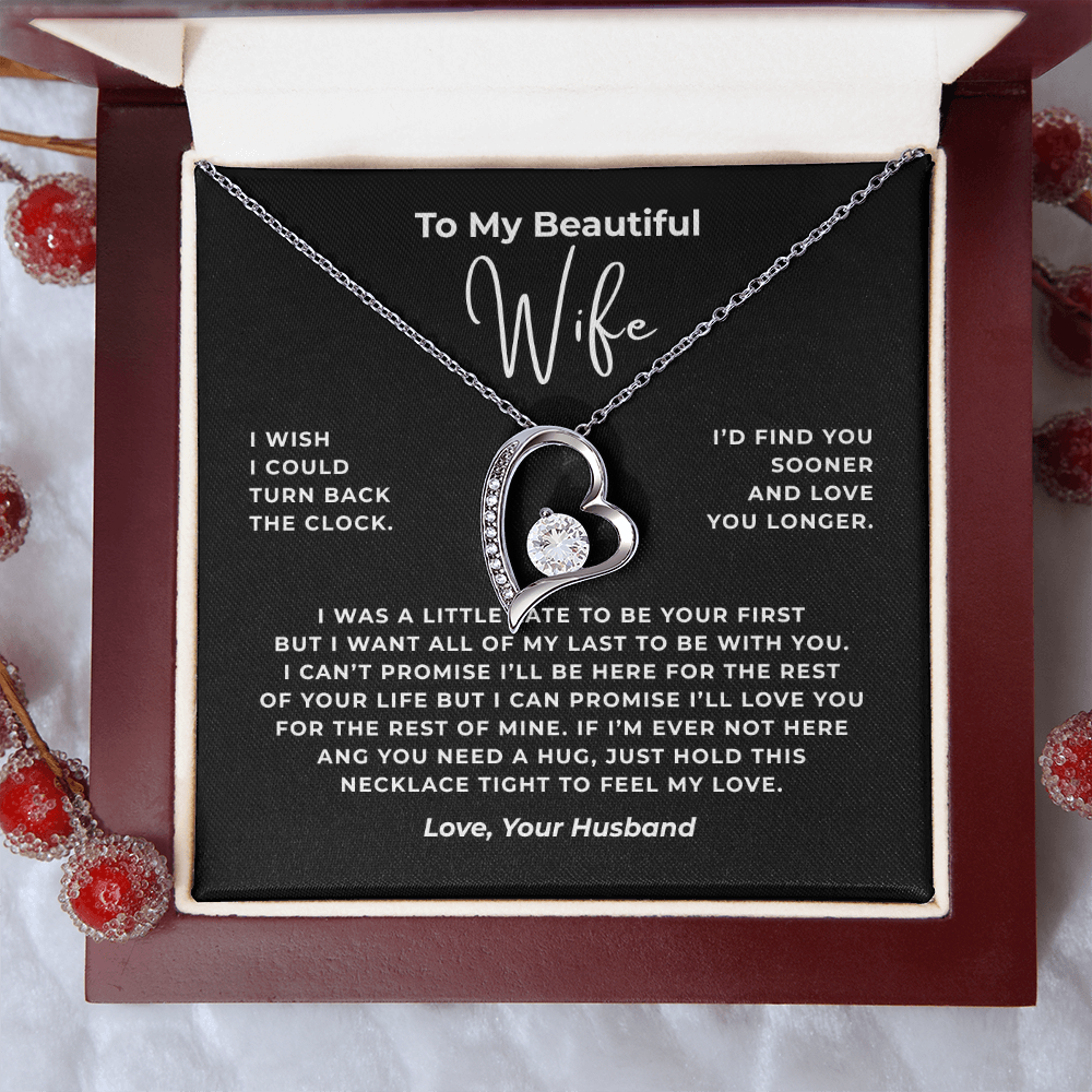 To My Beautiful Wife Interlocking Hearts Necklace