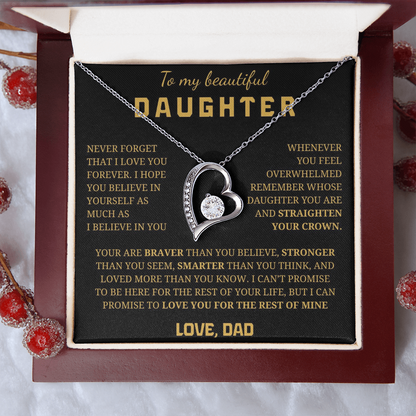 To My Beautiful Daughter  Forever Love Necklace