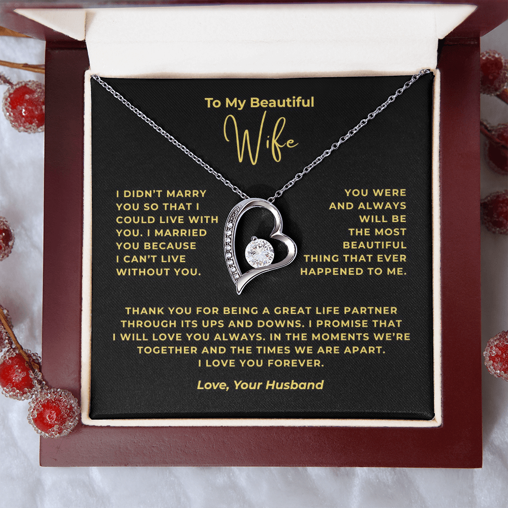 To My Beautiful Wife Interlocking Hearts Necklace