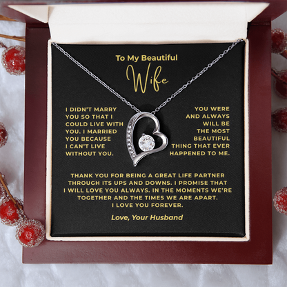 To My Beautiful Wife Interlocking Hearts Necklace