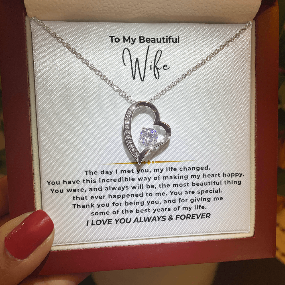 To My Beautiful Wife Interlocking Hearts Necklace