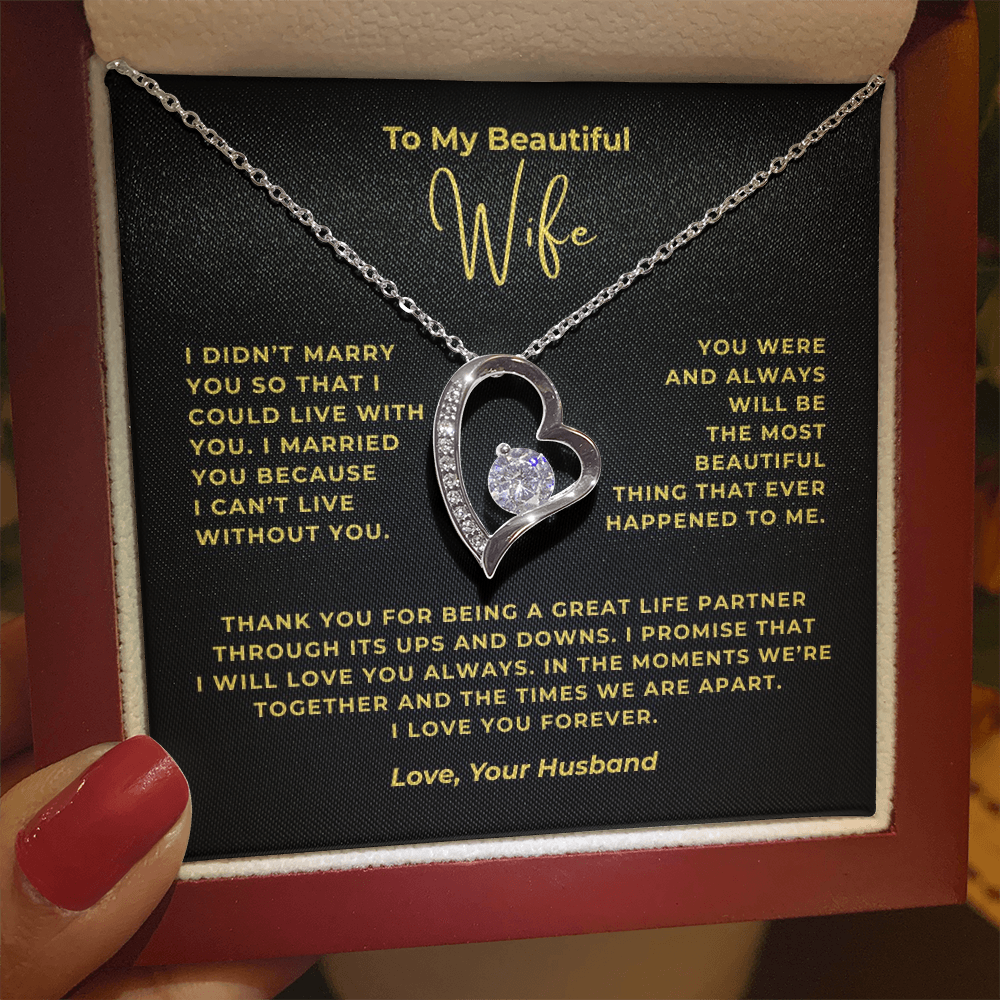 To My Beautiful Wife Interlocking Hearts Necklace