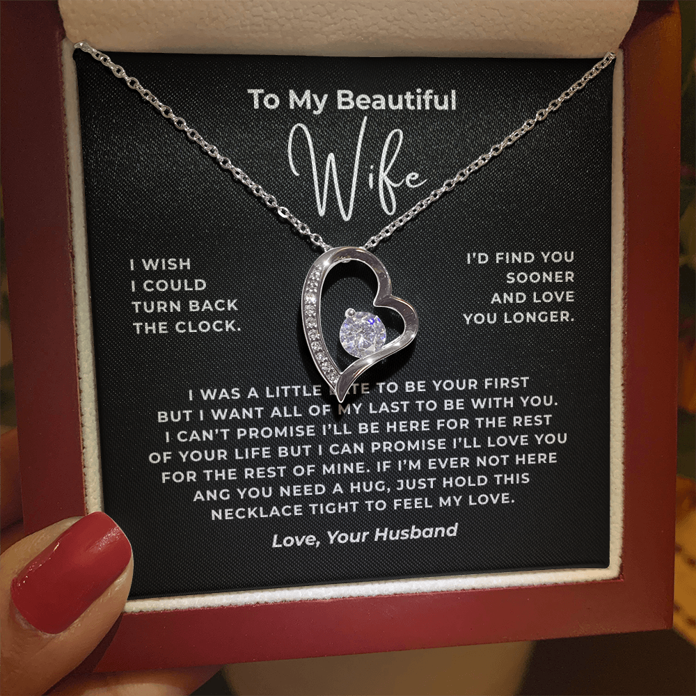 To My Beautiful Wife Interlocking Hearts Necklace