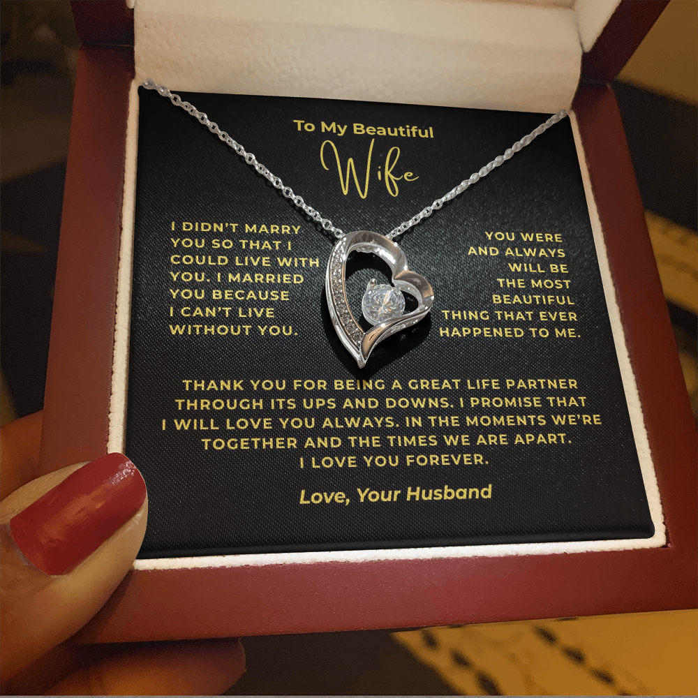 To My Beautiful Wife Interlocking Hearts Necklace