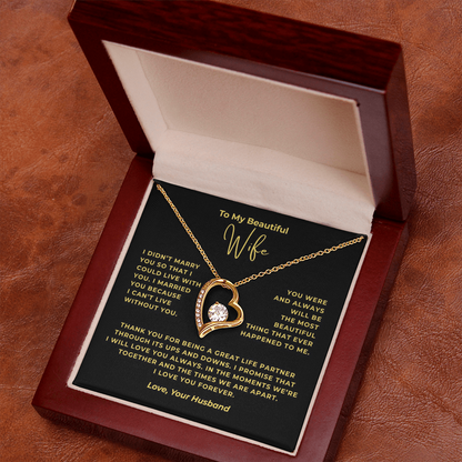 To My Beautiful Wife Interlocking Hearts Necklace