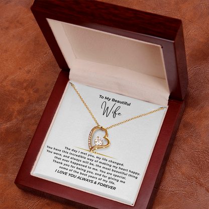 To My Beautiful Wife Interlocking Hearts Necklace