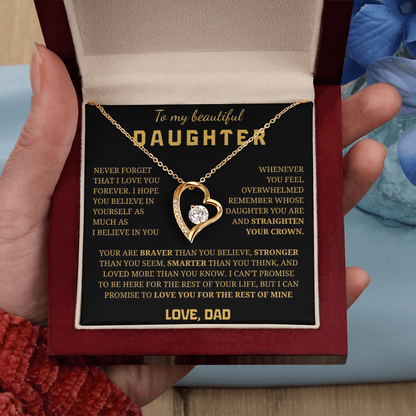 To My Beautiful Daughter  Forever Love Necklace