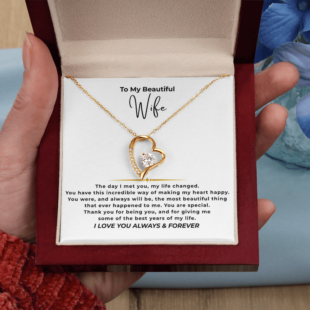 To My Beautiful Wife Interlocking Hearts Necklace