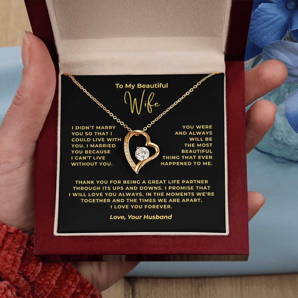 To My Beautiful Wife Interlocking Hearts Necklace