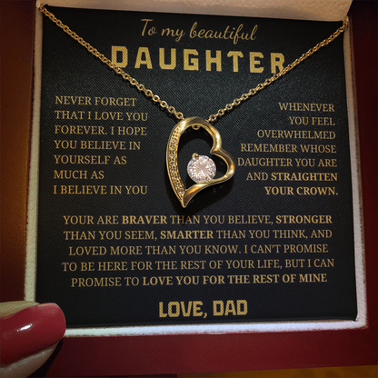 To My Beautiful Daughter  Forever Love Necklace