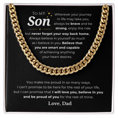 To My Son Cuban Link Chain