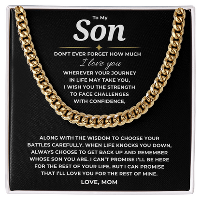 To My Son Cuban Link Chain