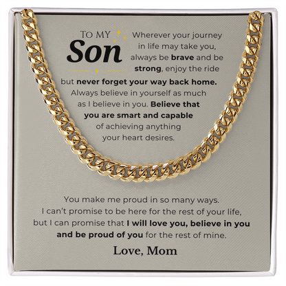 To My Son Cuban Link Chain