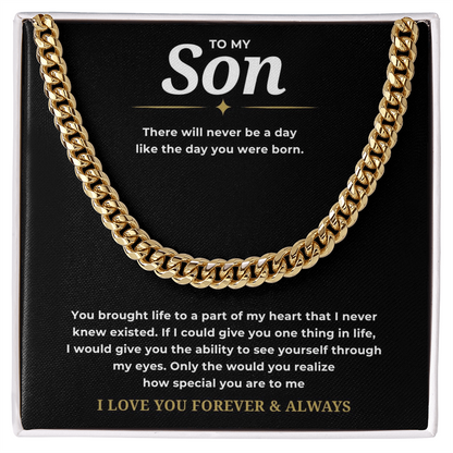 To My Son Cuban Link Chain