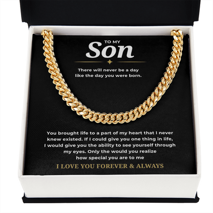 To My Son Cuban Link Chain