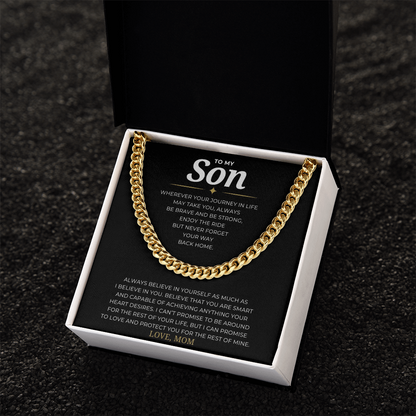 To My Son Cuban Link Chain
