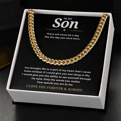 To My Son Cuban Link Chain