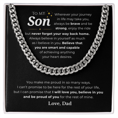 To My Son Cuban Link Chain