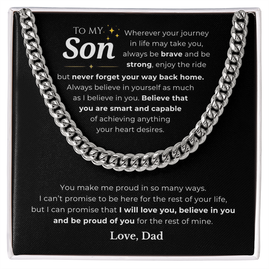 To My Son Cuban Link Chain