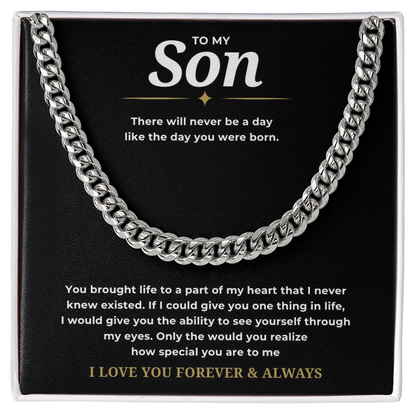 To My Son Cuban Link Chain