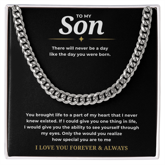 To My Son Cuban Link Chain