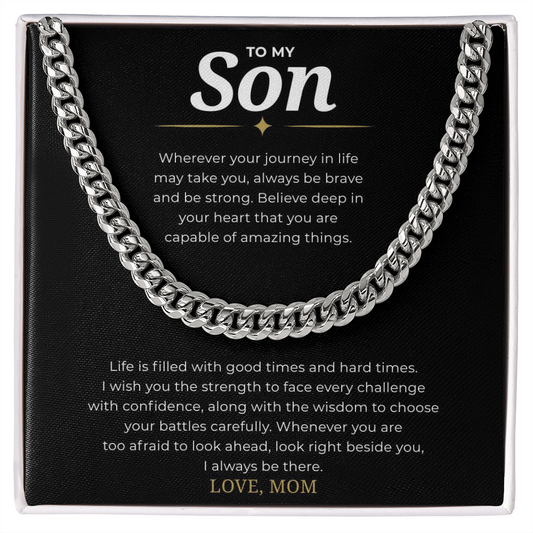 To My Son Cuban Link Chain