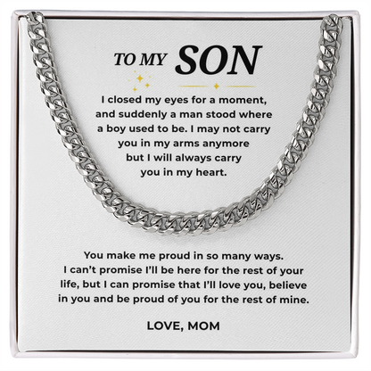 To My Son Cuban Link Chain