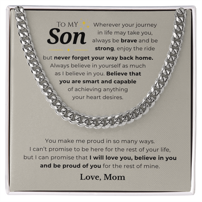 To My Son Cuban Link Chain