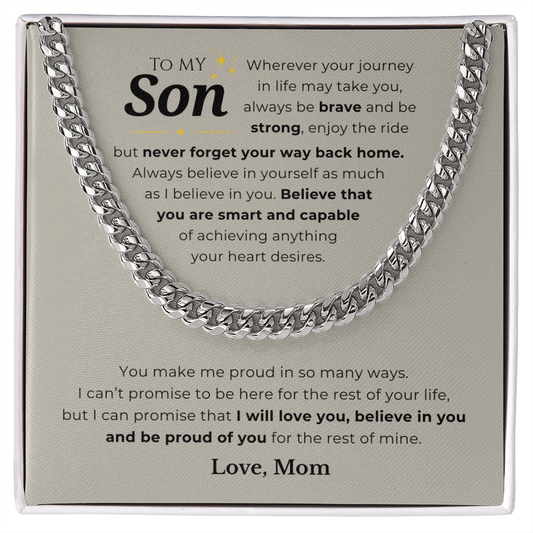 To My Son Cuban Link Chain