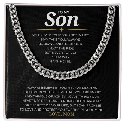 To My Son Cuban Link Chain