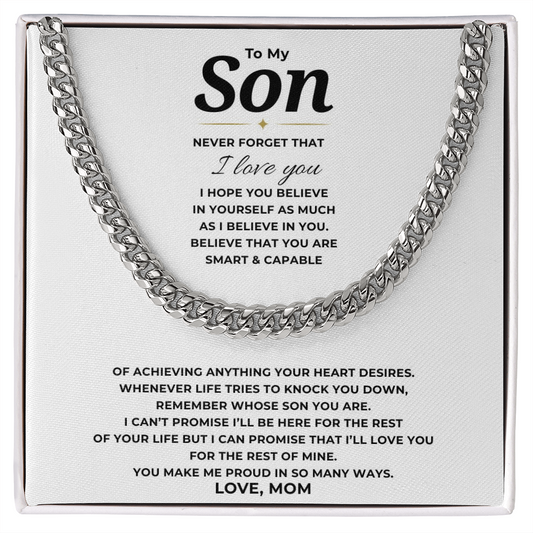 To My Son Cuban Link Chain