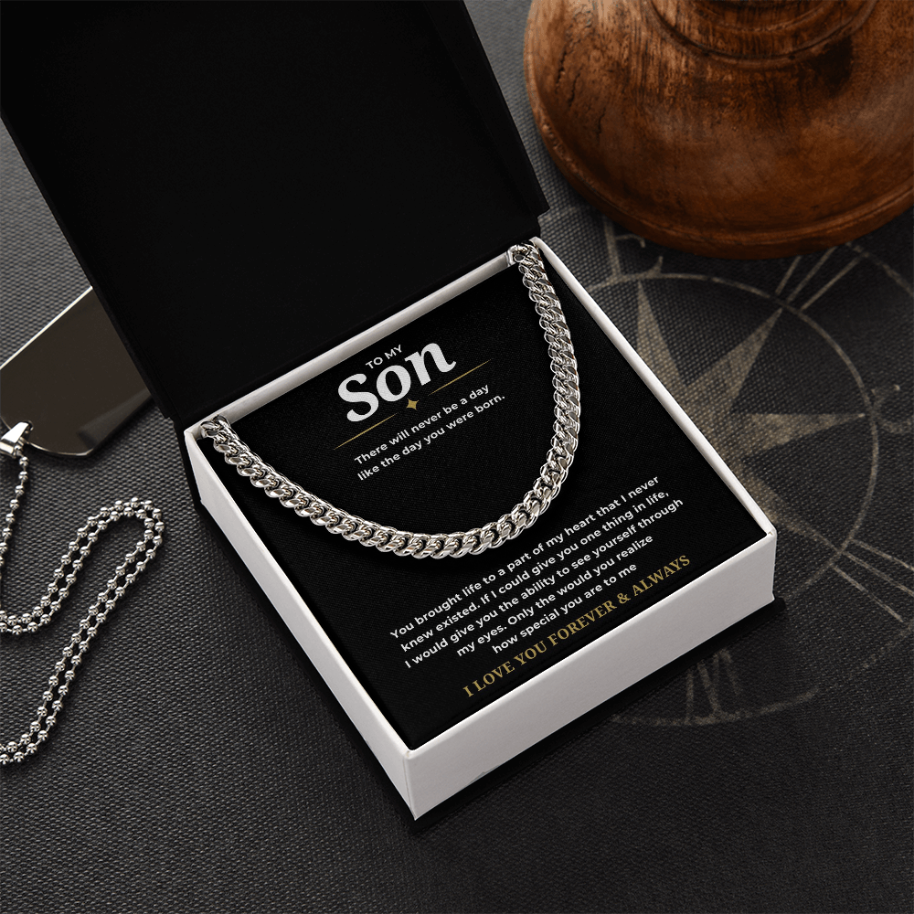 To My Son Cuban Link Chain