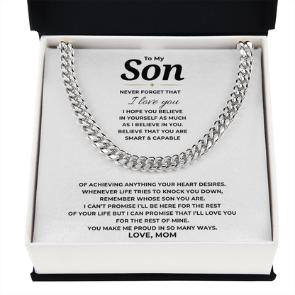 To My Son Cuban Link Chain